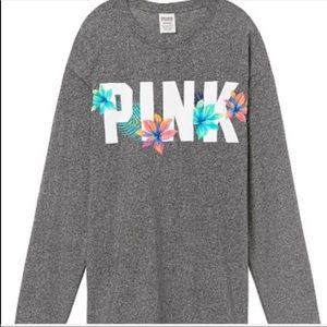 PINK VICTORIA’S SECRET CAMPUS LONG SLEEVE TEE SZ SM GREY